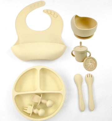 Silicone Baby Feeding 8piece Set With Suction Cup Solid Food Bowl